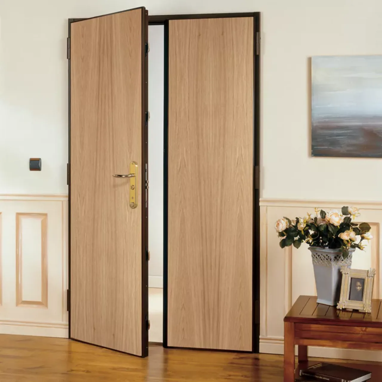 Porte d'appartement blindée Fichet avec serrure multipoints